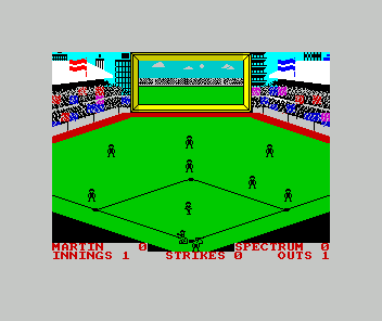 The Slugger (ZX Spectrum) screenshot: The pitch is coming in