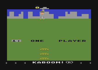 Kaboom! (Atari 8-bit) screenshot: Title screen