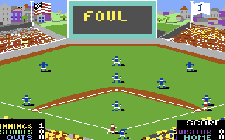 The Slugger (Commodore 64) screenshot: Foul ball!