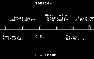In Search of the Most Amazing Thing (Commodore 64) screenshot: Getting info on the Torbion signals.