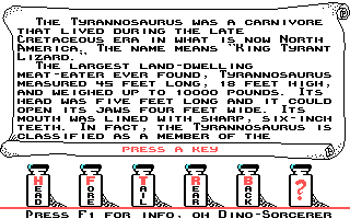 Dino-Sorcerer (DOS) screenshot: Some info about the species