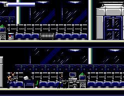Terminator 2: Judgment Day (SEGA Master System) screenshot: "Hello sir, are you new here? If so, I need to see your ID."