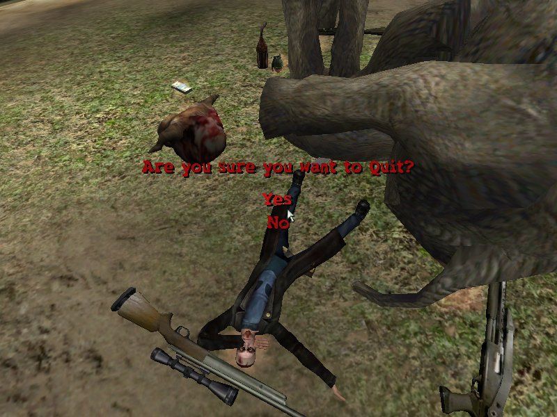 Postal²: Apocalypse Weekend (Windows) screenshot: Killed by an angry elephant