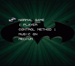 Batman Forever (SNES) screenshot: Main Menu