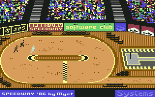 Speedway (Commodore 64) screenshot: On the bend...