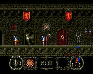 Stormlord (Amiga) screenshot: Start of the fifth level. Again castle.