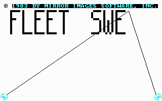 Fleet Sweep (PC Booter) screenshot: two lasers beams write the title onto the screen