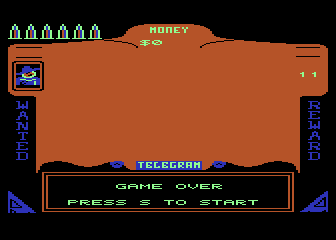 Gunfighter (Atari 8-bit) screenshot: He got me!