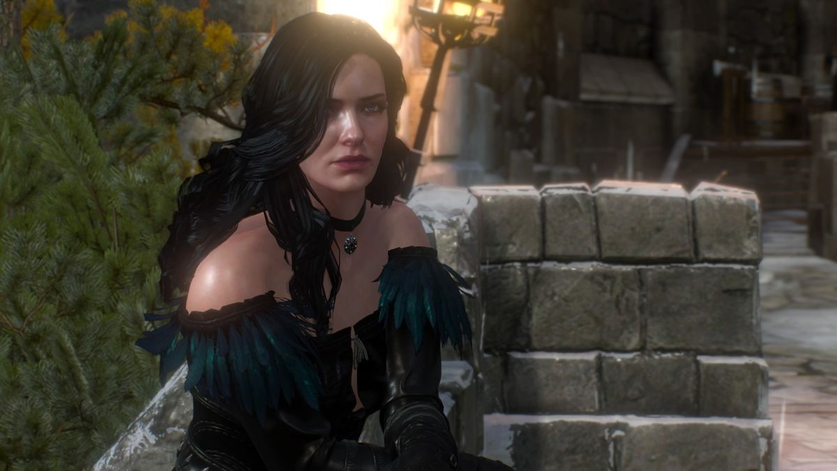The Witcher 3: Wild Hunt - Alternative Look for Yennefer (PlayStation 4) screenshot: Talking to the king on the castle walls