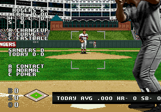 World Series Baseball starring Deion Sanders (SEGA 32X) screenshot: Catcher's View