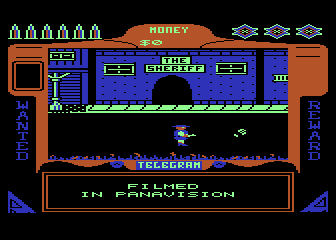 Gunfighter (Atari 8-bit) screenshot: I guess it's filmed in Panavision.