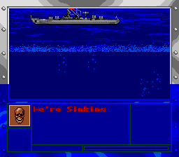 Super Battleship: The Classic Naval Combat Game (Genesis) screenshot: What happens when the players ship is sunk