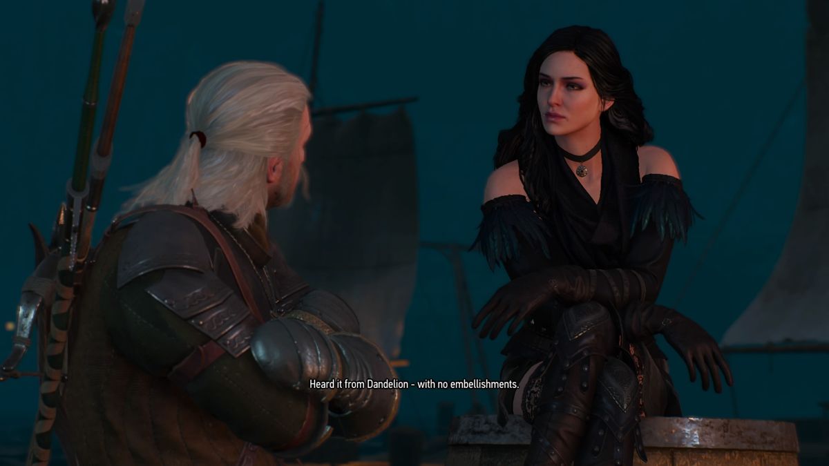 The Witcher 3: Wild Hunt - Alternative Look for Yennefer (PlayStation 4) screenshot: Geralt is informing Yen of his discoveries in Novigrad and Valen