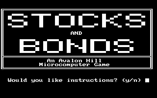 Computer Stocks & Bonds (DOS) screenshot: Title screen