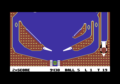 Slamball (Commodore 64) screenshot: Don't let Slamball reach the digestive tract