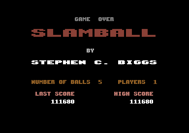 Slamball (Commodore 64) screenshot: Game over