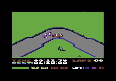 Fast Tracks: The Computer Slot Car Construction Kit (Commodore 64) screenshot: Cornering