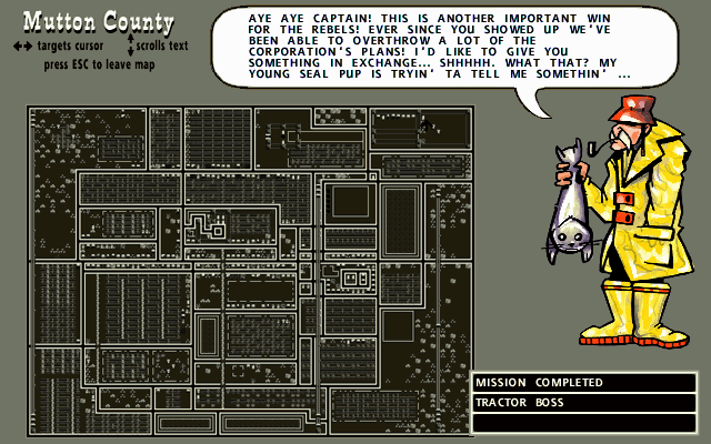 Quarantine II: Road Warrior (DOS) screenshot: Mission debriefing