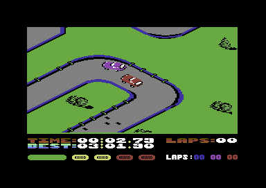 Fast Tracks: The Computer Slot Car Construction Kit (Commodore 64) screenshot: A hairpin bend