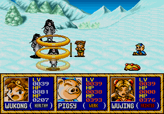 Legend of Wukong (Genesis) screenshot: Wukong uses his Binding Rings magic to constrict an enemy.