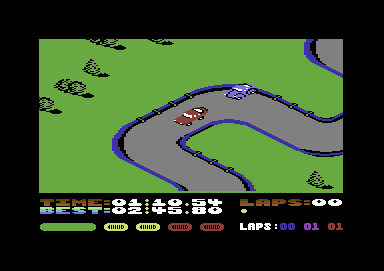 Fast Tracks: The Computer Slot Car Construction Kit (Commodore 64) screenshot: A sequence of tight curves