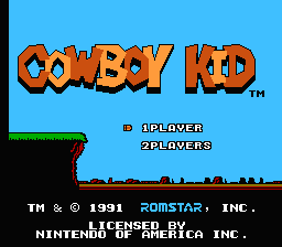 Cowboy Kid (NES) screenshot: Title screen