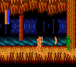Castle of Dragon (NES) screenshot: Fighting through the dank underworld.