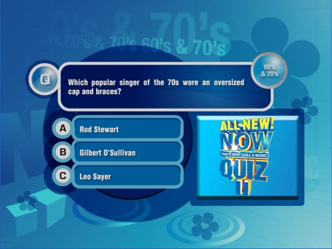 All-New Now That's What I Call A Music Quiz 2 (DVD Player) screenshot: Platinum Collection: The questions in this section are the same as the questions used in the Chart Climbers section