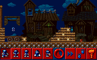 The Lemmings Chronicles (DOS) screenshot: First level of the shadow tribe.