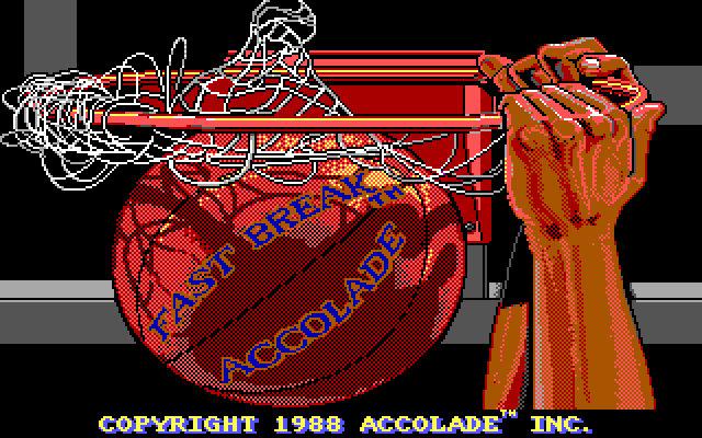 Fast Break (DOS) screenshot: Title screen (EGA)