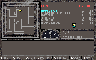Unlimited Adventures (DOS) screenshot: The "area view" is usually available in such places.