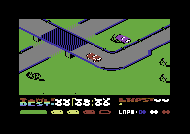 Fast Tracks: The Computer Slot Car Construction Kit (Commodore 64) screenshot: That's how to cost a rival the lap