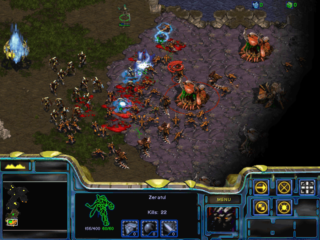 StarCraft: Brood War (Windows) screenshot: No matter having many units is helpful, but one hero may make helluva lot more damage if ya know how to use him/her/it wisely.