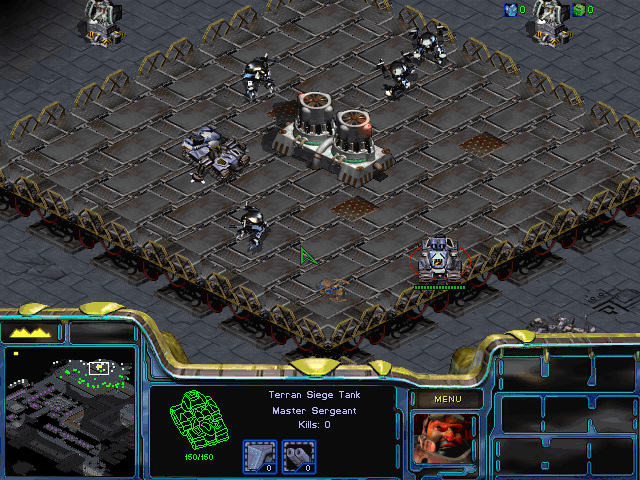 StarCraft: Brood War (Windows) screenshot: Best place to have your artillery at is on a somewhat elevated position.