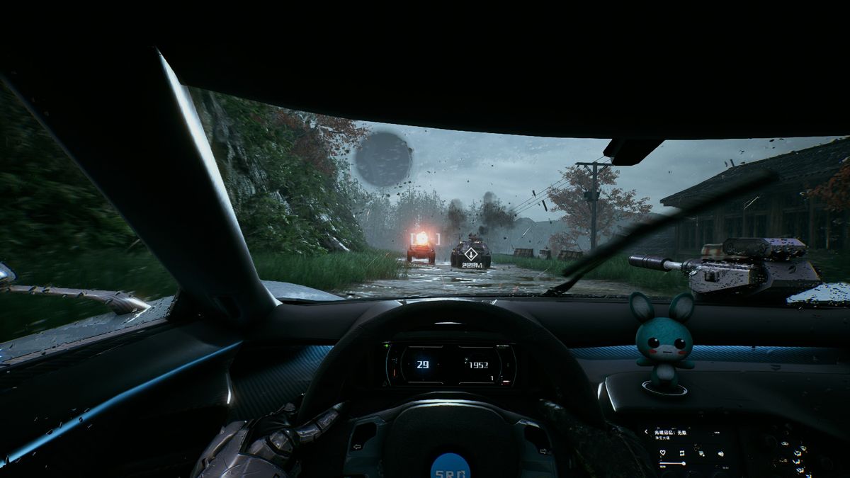 Bright Memory: Infinite (Windows) screenshot: Driving a supercar equipped with a supergun