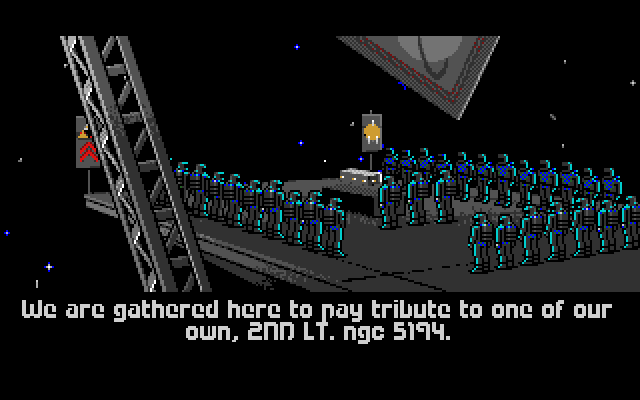 Wing Commander (Amiga) screenshot: Hero's funeral