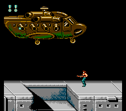 Super Contra (NES) screenshot: The first boss - helicopter