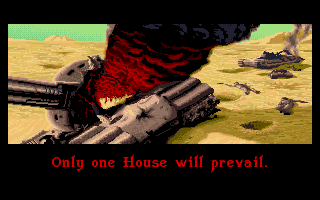 Dune II: The Building of a Dynasty (Amiga) screenshot: Only one House will prevail (Introduction)...