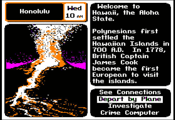 Where in the U.S.A. Is Carmen Sandiego? (Apple II) screenshot: Honolulu, HI