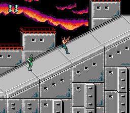 Super Contra (NES) screenshot: Running up