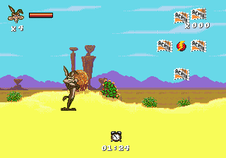 Desert Demolition Starring Road Runner and Wile E. Coyote (Genesis) screenshot: Starting as coyote