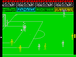 Peter Beardsley's International Football (ZX Spectrum) screenshot: Through on goal.