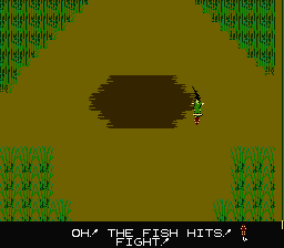 The Black Bass (NES) screenshot: Got the fish, now I have to reel it in.