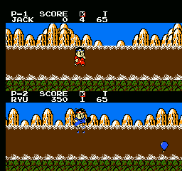 Little Ninja Brothers (NES) screenshot: Pop the balloons in the popping event.
