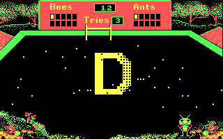 Bouncy Bee Learns Letters (DOS) screenshot: This letter is a D!