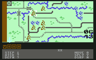 Guderian (Commodore 64) screenshot: I am examining a Soviet placement.
