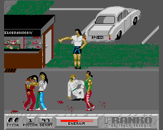 Franko: The Crazy Revenge (Amiga) screenshot: Level 1 - ready to knock out another tough brawler.