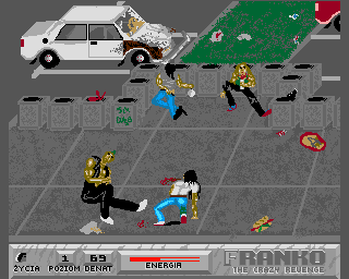 Franko: The Crazy Revenge (Amiga) screenshot: Level 1 - boss