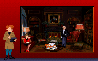 Eagle Eye Mysteries in London (DOS) screenshot: The living room.