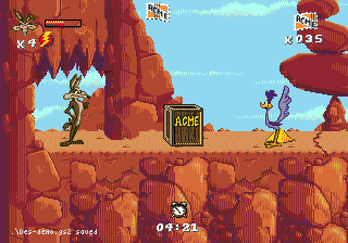 Desert Demolition Starring Road Runner and Wile E. Coyote (Genesis) screenshot: There you are, roadrunner!